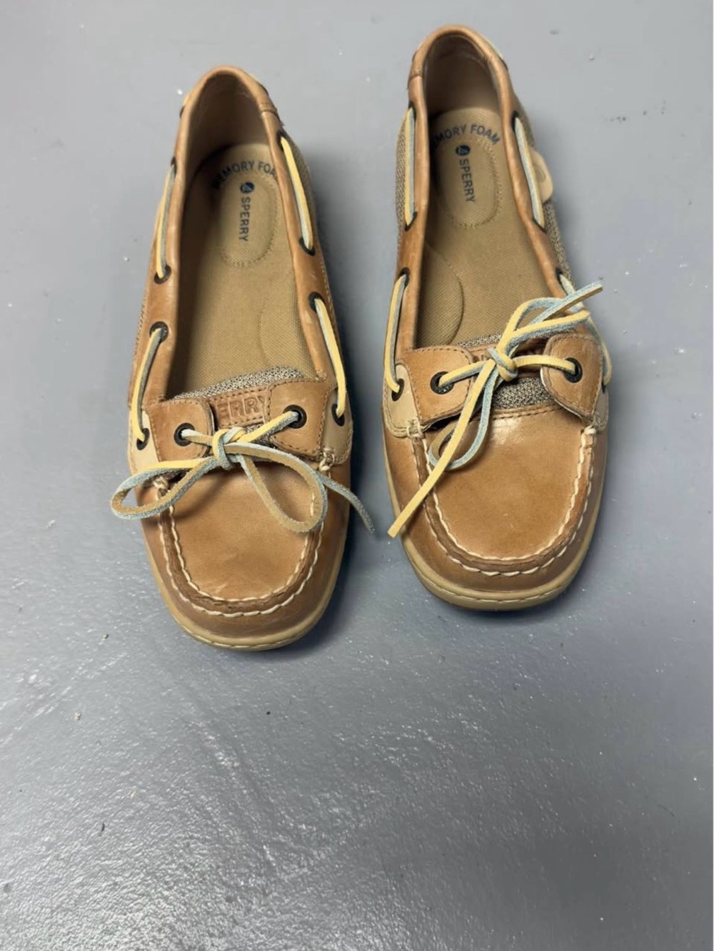 Sperry Kids Tan Moccasin Boat Shoes with Contrast Laces